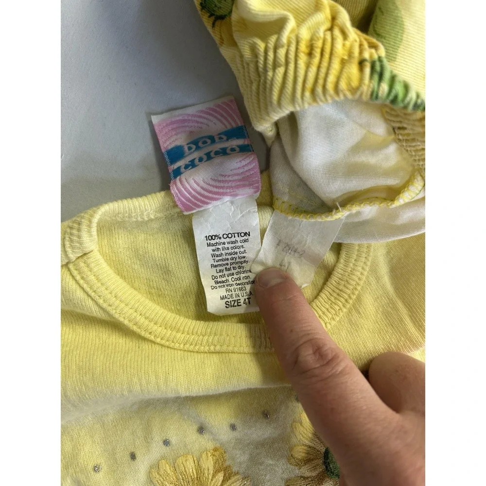 Vintage Daisy / Sunflower Floral Print 2 Pc Set By Coco Pop Size Child 4T USA